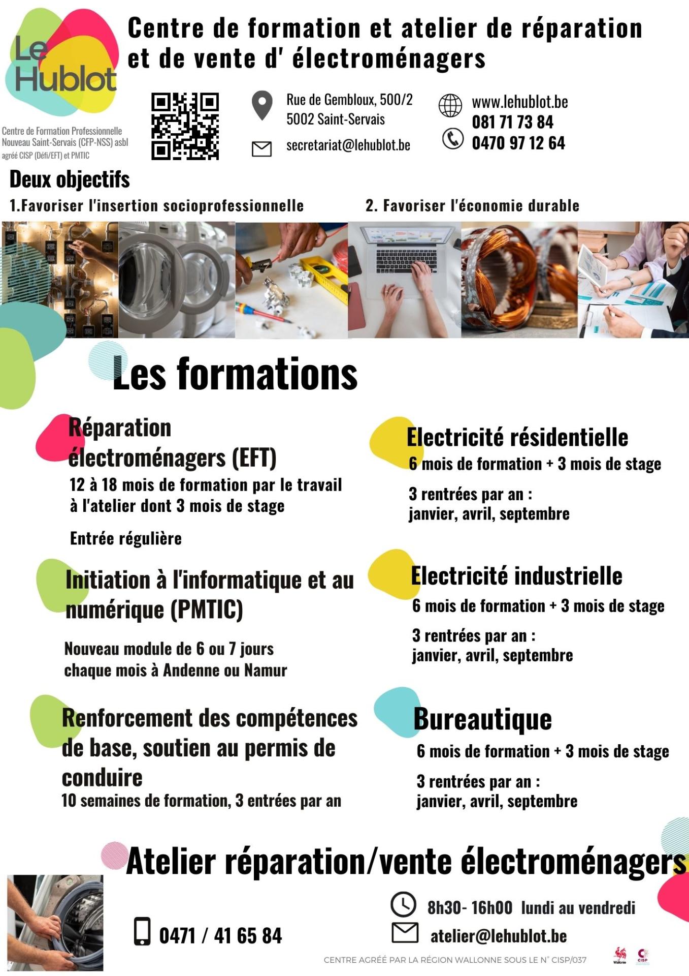 Le hublot centre de formation professionnelle nouveau saint servais cfp nss asbl agree cisp defieft et pmtic avec le soutien de 1